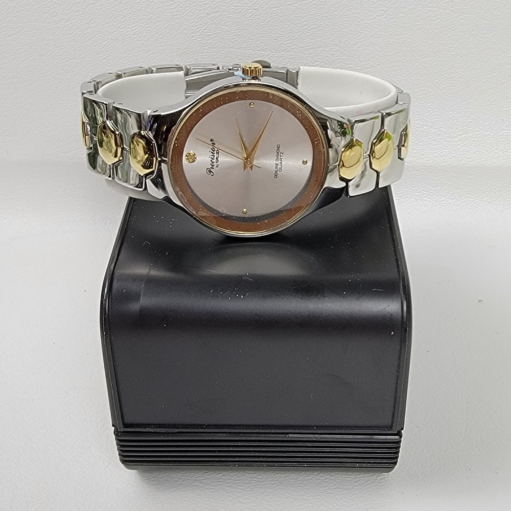 Men's Precision by Gruen Watch Genuine Diamond Quartz New - Picture 2 of 7